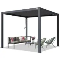 TOOLPORT PRIMEYARD Pergola 3x3 m Aluminium-Pfosten mit Stahl-Lamellendach - anthrazitfarbene Terrassenüberdachung