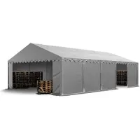 TOOLPORT Lagerzelt 5x10 m Unterstand Weidezelt Garagenzelt PVC Plane 700 N wasserdicht in grau