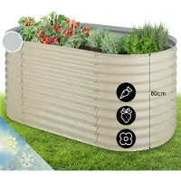 Blumfeldt Hochbeet aus Metall, Wetterfestes Stahlblech-Hochbeet für Balkon & Garten, Rostfreies Hochbeet Oval, Freistehende Hochbeete 160x80x80 cm, 804L Pflanzkübel Groß für Blumen, Obst, Gemüse