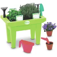 BURI Kinder-Hochbeet mit Gartenwerkzeug Frühbeet Pflanzkasten Kräuterbeet Gemüsebeet