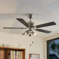 LINDBY Anariki Deckenventilator mit Licht, leise, silber - , Anariki, Metallisch, für Wohnzimmer, Metall, Landhaus / Rustikal