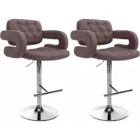 CLP 2er Set Barhocker Dublin Stoff höhenverstellbar und drehbar braun