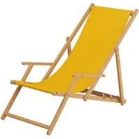 Erst-Holz Strandstuhl gelb Gartenliege Strandliege Deckchair Tisch Kissen Liegestuhl Holz hell 10-302NTKH