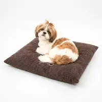 4L Textil MOLLY Hundekissen flauschig Cord Hundebett Grosse Hunde mit Bezug und Reißverschluss kuscheliges Hundekissen waschbar 80x60 cm, Braun