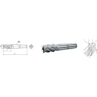 Elmag HSS Co5-Schaftfräser mit Morsekegel DIN 845, Ø 36,0 mm, MK 4 (kurz)