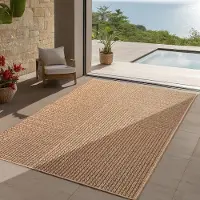 Teppium Carpetsale24 In- & Outdoor Teppich Wetterfest im natürlichen Jute-Look, ideal für Wohnzimmer, Küche, Terrasse & Balkon, Grösse: 200x290 cm