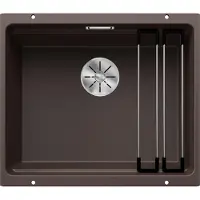BLANCO ETAGON 500-U, SILGRANIT, cafe, ohne Ablauffernbedienung, mit Zubehör, keine Beckenlage, 600 mm Untermaß, Aufsatzwanne, Rechteckig, Silgranit, Braun, 1 Becken, Coffee