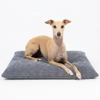 4L Textil MOLLY Hundekissen Cord Grau Hundebett Cord mittelgroße Hunde kuscheliges Hundekissen waschbar mit Bezug 80x60 cm, Grau