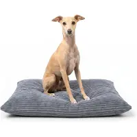 4L Textil MOLLY Hundekissen Cord Grau Hundebett Cord Grosse Hunde kuscheliges Hundekissen waschbar mit Bezug 100x80 cm, Grau