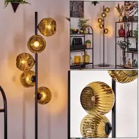 Hofstein Villamare Stehlampe aus Metall/Riffelglas in Schwarz/Goldfarben