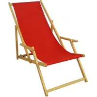 Erst-Holz Gartenstuhl rot Buche hell klappbar Sonnenliege Relaxliege Strandstuhl Klappstuhl 10-308 N