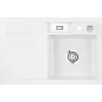 SYSTEMCERAM Spüle KeraDomo BELA 78 in POLAR - Becken rechts mit Excenterbedienung / / Keramikspüle
