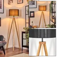 Hofstein Tubione Stehlampe aus Holz/Metall mit Schirm aus Stoff (Ø 38 cm)