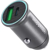 IMoshion Mini-Autoladegerät - 2 Anschlüsse – USB-A–Schnellaufladung – USB-C-Stromversorgung - 60 Watt – Schwarz