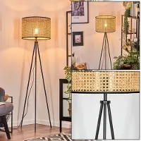 Hofstein Casalina Stehlampe aus Holz/Wiener Geflecht/Rattan in Naturfarben/Schwarz