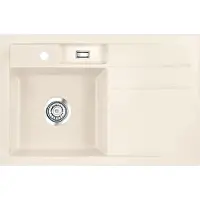 SYSTEMCERAM Spüle KeraDomo BELA 78 in JASMIN - Becken links mit Handbetätigung / / Keramikspüle