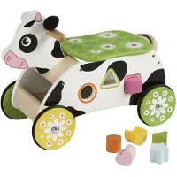 Primi Passi Holz Lauflernwagen Kuh mit Formensortierfunktion Spielzeug