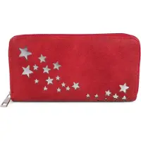 StyleBREAKER Damen Portemonnaie mit Metallic Sternen | große Geldbörse mit Reißverschluss, Kartenfächern & Handyfach, Kunstleder 19 x 10 cm