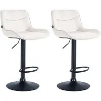 CLP 2er Set Barhocker Vonore Samt, Höhenverstellbar Und 360 Grad Drehbar | Farbe creme Gestell Farbe schwarz