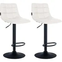 CLP 2er Set Barhocker Jerry Kunstleder höhenverstellbar und 360 drehbar | Farbe weiß Gestell Farbe schwarz