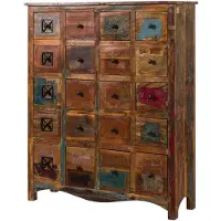 MASSIVMOEBEL24.DE MASSIVMOEBEL24 Kommode Altholz 125x40x150 mehrfarbig lackiert NATURE OF SPIRIT #60