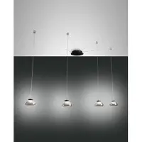 FABAS LUCE Arabella LED Glas-Pendelleuchte 4-flammig Rauchfarben