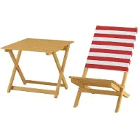 Erst-Holz Klappstuhl Strandstuhl Anglerstuhl Gartenstuhl Stuhl zum Zusammenstecken rot-weißem Bezug V-10-353Tisch