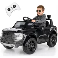 Sun baby Ford Raptor Kinder Elektroauto SUV Kinderfahrzeug 12V Akku Fernbedienung LED MP3 Sound Elektro Kinderauto ab 3 Jahren schwarz