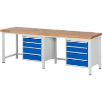 RAU Werkbank höhenverstellbar 8162A1, B2500xT700xH840-1040mm, 8x Schublade-TA