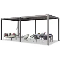 TOOLPORT PRIMEYARD Pergola 3x6 m Aluminium-Pfosten mit Lamellendach aus Stahl graue Terrassenüberdachung