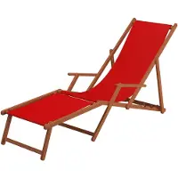 Erst-Holz Sonnenliege Liegestuhl rot Fußteil Gartenliege Holz Deckchair Strandstuhl Gartenmöbel 10-308 F