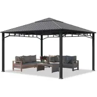 TOOLPORT Gartenpavillon 4x4 m Stahldach Hardtop, ohne Seitenteile, Pfosten 9x9 cm