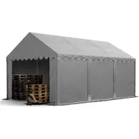 TOOLPORT Lagerzelt 3x6 m Unterstand Weidezelt Garagenzelt PVC Plane 700 N wasserdicht in grau