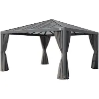 PRIMEYARD 4x4m Hardtop Gartenpavillon, inkl. 4 Seitenteile, loft grey - (300666)