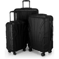 Suitline - 3er Kofferset Rollkoffer Hartschalenkoffer 4 Rollen Handgepäck-Trolley und Aufgabegepäck Koffer erweiterbar Travel Luggage Gepäck Set Hardcase ABS, TSA,Schwarz