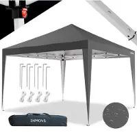 24MOVE Pavillon Santos 3x3m Pop-Up UV-Schutz 50+ Wasserdicht & winterfest mit Tasche faltbar & stabil, für Camping & Garten Faltpavillon - Partyzelt Grau