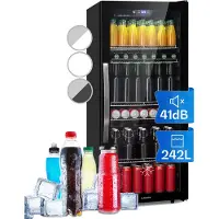 Klarstein Mini Kühlschrank mit Glastür, Mini-Kühlschrank für Zimmer, Getränkekühlschrank Klein mit Verstellbaren Ablagen, Kleiner Kühlschrank 242 Liter, Indoor/Outdoor Kühlschrank Leise
