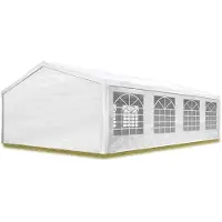 TOOLPORT Partyzelt Pavillon 5x8 m in weiß PE Plane 350 N Wasserdicht UV Schutz Festzelt Gartenzelt