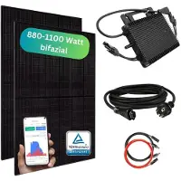 MyVoltaics Balkonkraftwerk MyBasic 880+ Watt, bifazial, Hoymiles Wechselrichter WLAN 800 Watt, Steckerfertig - einstecken. fertig. - 15m