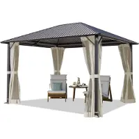 TOOLPORT Gartenpavillon 3x3,65 m Stahl-Dach mit Moskitonetzen und Seitenteilen in cream