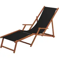 Erst-Holz Gartenliege Sonnenliege schwarz Liegestuhl Fußteil Tisch Deckchair Holz Gartenmöbel 10-305 F T