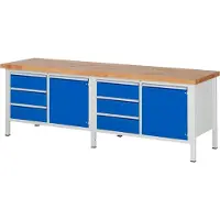 RAU Werkbank höhenverstellbar 8468A2, B2500xT700xH840-1040mm, 6x Schublade-TA, 2x Tür