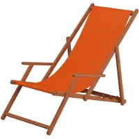 Erst-Holz Strandstuhl terracotta Gartenstuhl Sonnenliege Deckchair Buche dunkel Kissen klappbar 10-309 KD