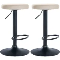 CLP 2er Set Barhocker Ponte Kunstleder höhenverstellbar und drehbar creme Material Gestell Metall matt schwarz
