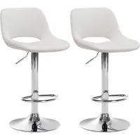 CLP 2er Set Barhocker Camden Samt drehbar und höhenverstellbar | creme Farbe creme Material Gestell Metall in Chromoptik