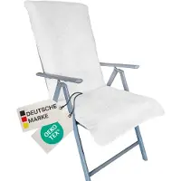 NYVI Frottee Schonbezug für Gartenstuhl NYVISpa 60x130 cm Weiß - Hygiene Auflage für Hochlehner Gartenstühle Campingstühle - Handtuch Bezug - 100