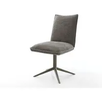 DELIFE Drehstuhl Lelio-Flex Bouclé Soft Schlamm Fußkreuz Effektfinish Titan 360° drehbar Wippfunktion Taschenfederkern