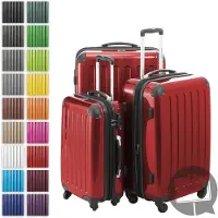 Hauptstadtkoffer - Alex - Kofferset 3 Größen Hartschalenkoffer Trolleys erweiterbar, 4 Rollen, Hartschale glänzend Reisekoffer Set, expandable travel luggage,Rot