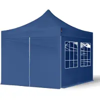 TOOLPORT 3x3m Stahl Faltpavillon, inkl. 4 Seitenteile, blau