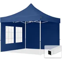TOOLPORT 3x3m Stahl Faltpavillon, inkl. 2 Seitenteile, dunkelblau